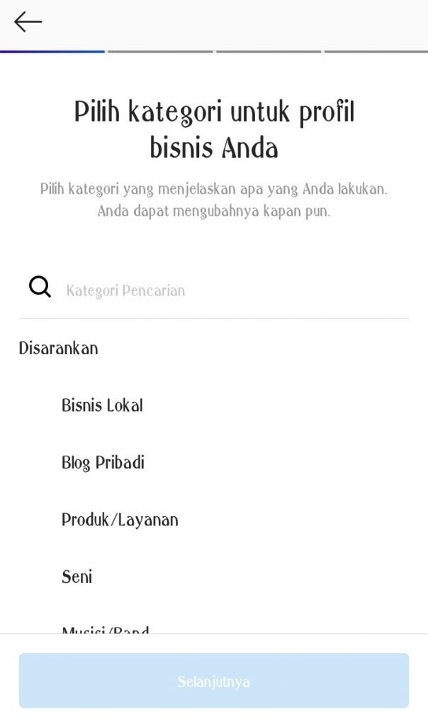 Tentukan Kategori Bisnis