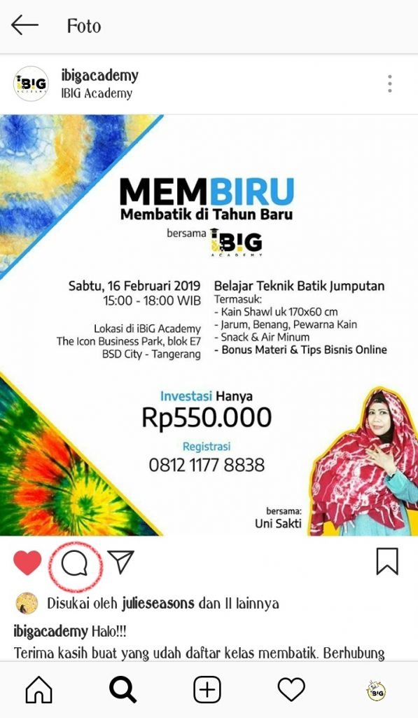 cara komentar di Instagram